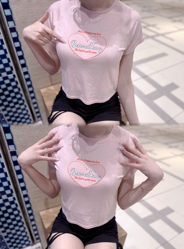 フェルトロゴ刺繍ラグランTシャツ