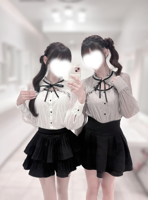 配色メロウリボンレースブラウス