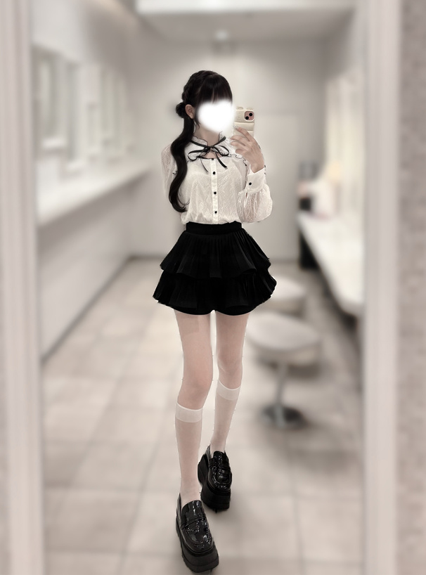 配色メロウリボンレースブラウス