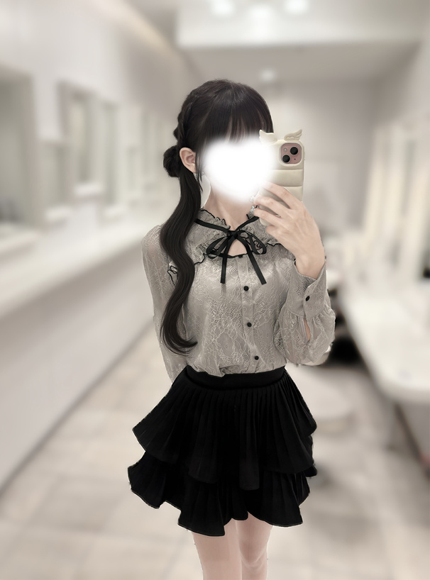 配色メロウリボンレースブラウス