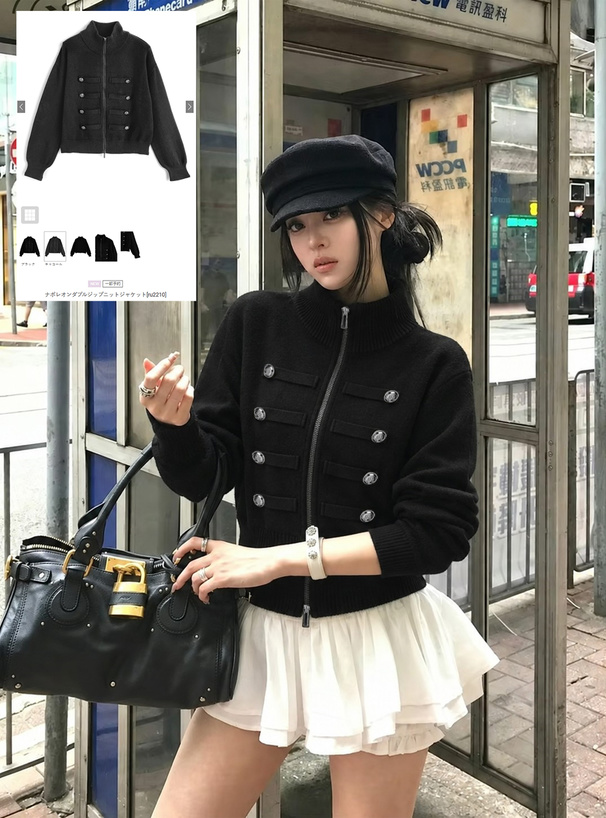 ナポレオンダブルジップニットジャケット