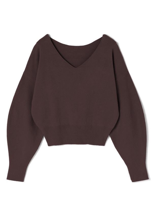 Vネックニットトップス