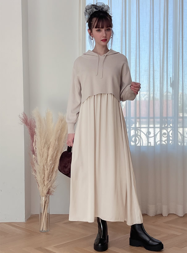 ショート丈ニットパーカーxサテンワンピースセット Rut603 レディースファッション通販のグレイル Grl 公式 ショート丈ニットパーカーxサテンワンピースセット Rut603 レディースファッション通販のグレイル Grl 公式