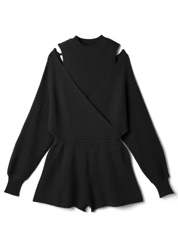 カシュクールペプラムサロペットXタンクトップニットセットアップ