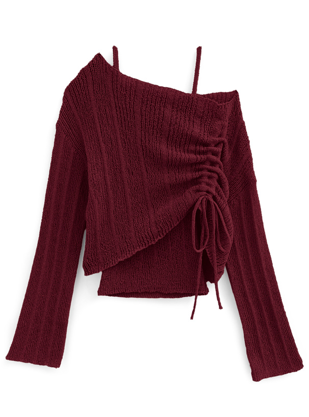 ドロストトップス×キャミソールリブニットアンサンブル