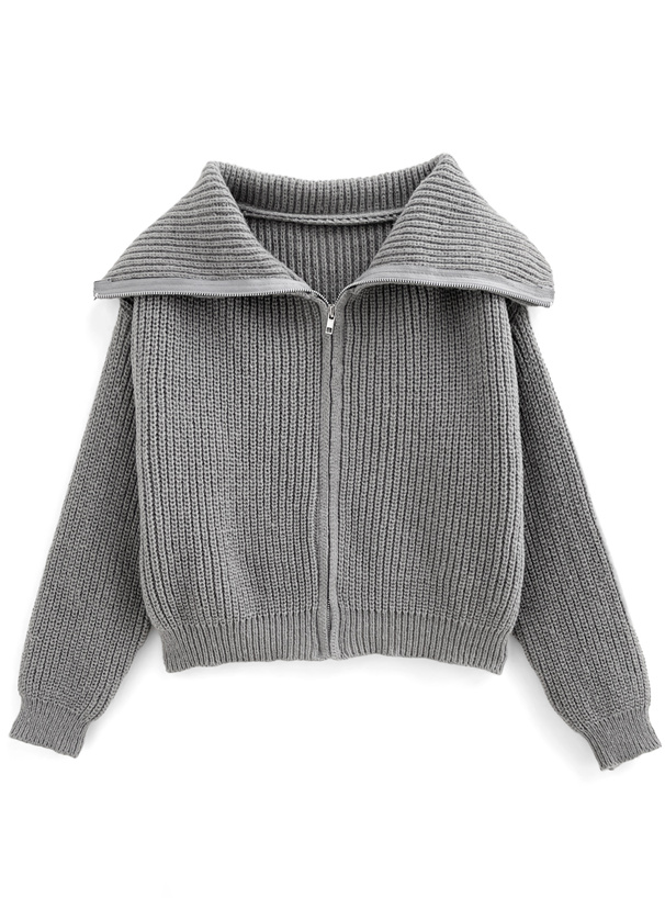 ジップトップス×ショートパンツニットセットアップ