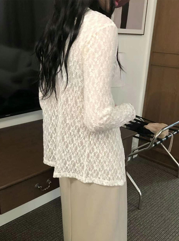 リボンレースシアーカーディガン