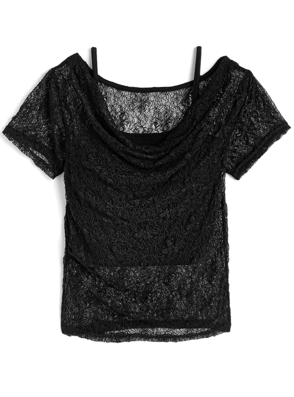 キャミソール付きドレープレーストップス