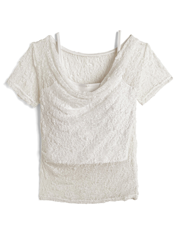 キャミソール付きドレープレーストップス