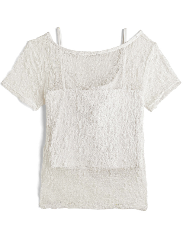 キャミソール付きドレープレーストップス