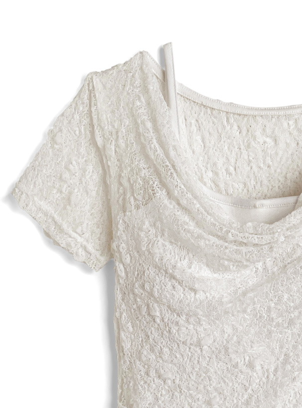 キャミソール付きドレープレーストップス