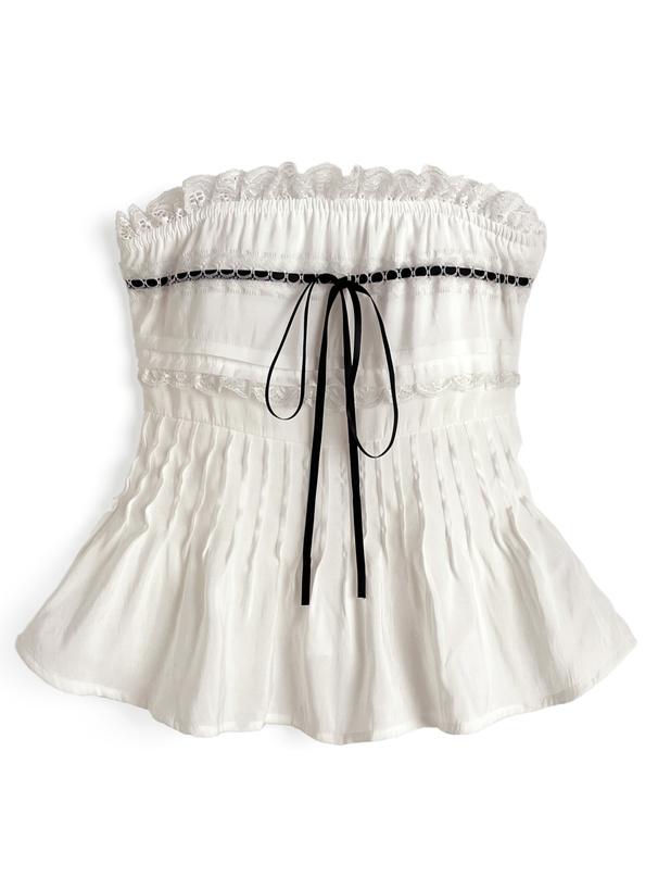 カップ付きレースリボンフレアベアトップ[sd118]