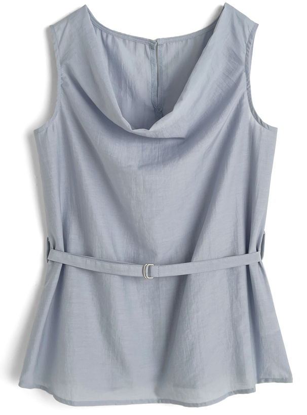 ベルト付きノースリーブドレープトップス