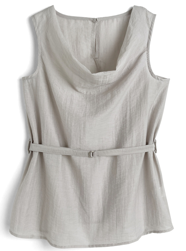ベルト付きノースリーブドレープトップス
