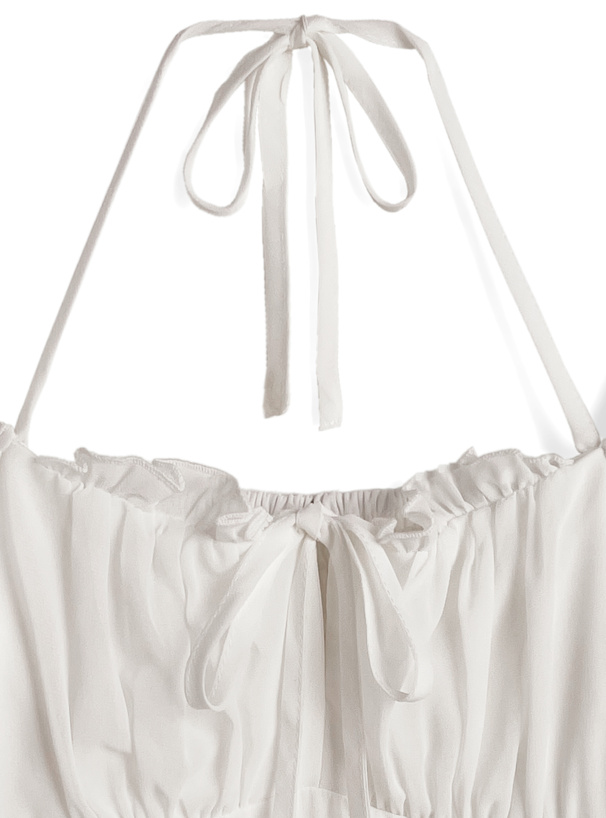 ホルターネックリボンシフォンブラウス