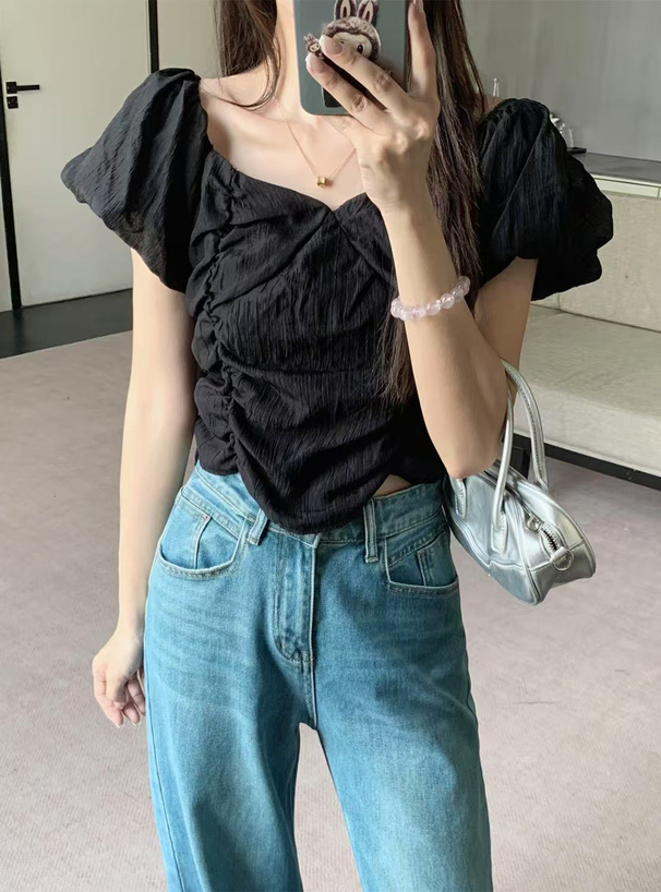 ギャザーパフスリーブブラウス