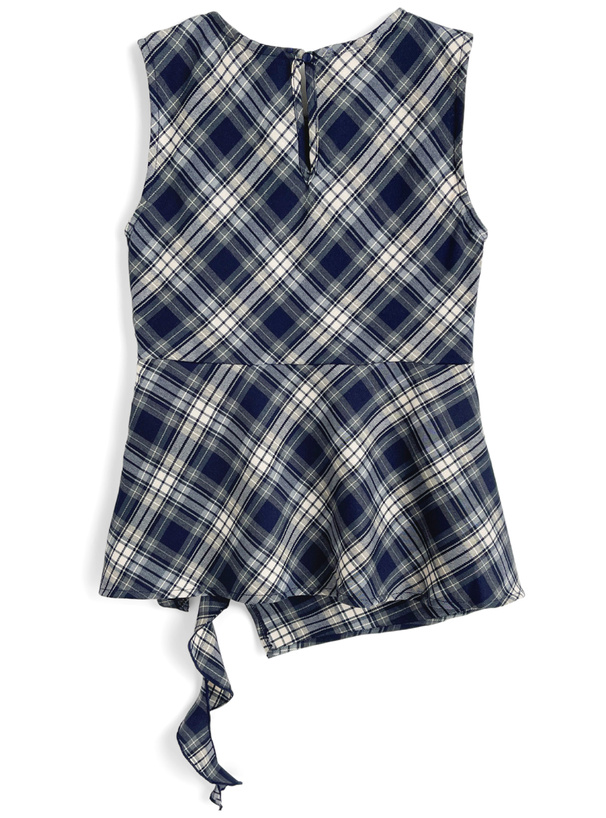 チェック柄ノースリーブイレギュラーヘムトップス[sd131] | レディース