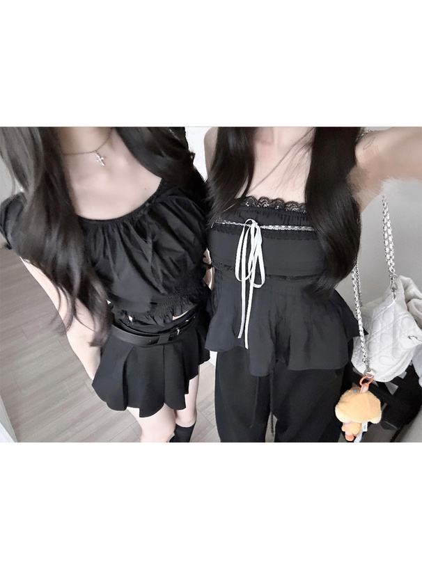 ベルト付きプリーツミニスカートパンツ