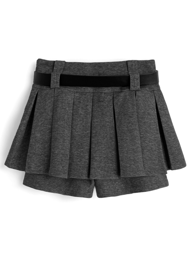 ベルト付きプリーツミニスカートパンツ