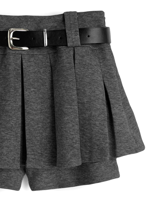 ベルト付きプリーツミニスカートパンツ