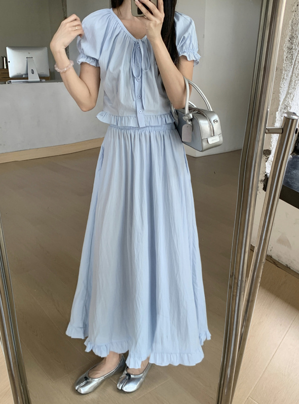 commdesgarcons girl リボン 半袖 ブラウス　水色 COMME des GARCONS（シャツ/ブラウス(長袖/七分) ・ ブルー