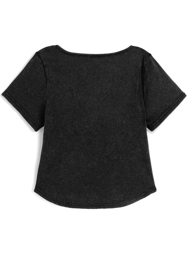 レースアップショート丈リブトップス