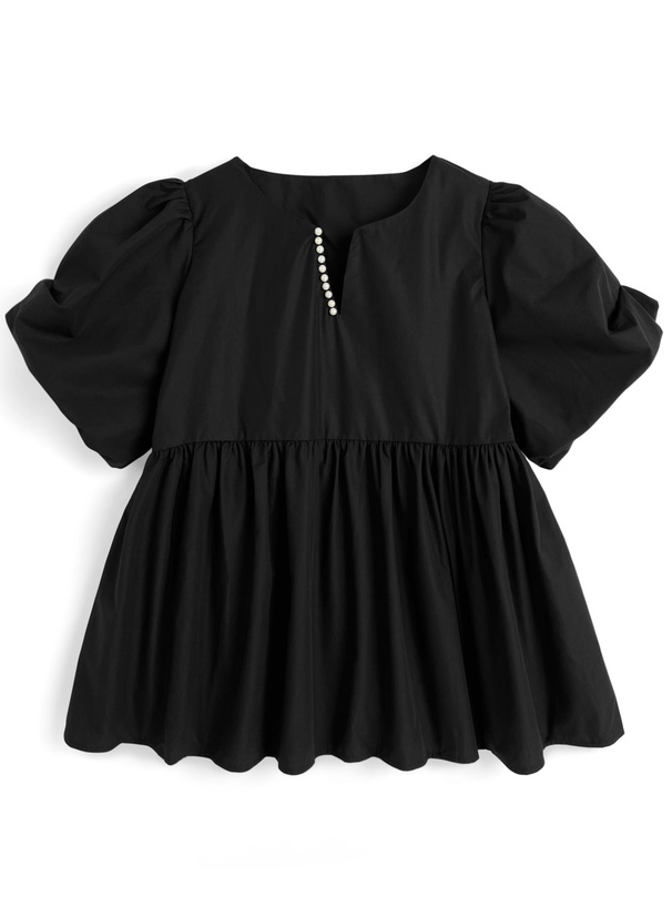 パールキーネックバルーンスリーブギャザーブラウス[sd147