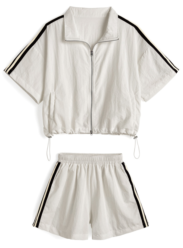 ダブルジップブルゾン×ショートパンツサイドラインセットアップ[sd148