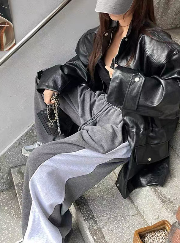 配色スウェットワイドパンツ