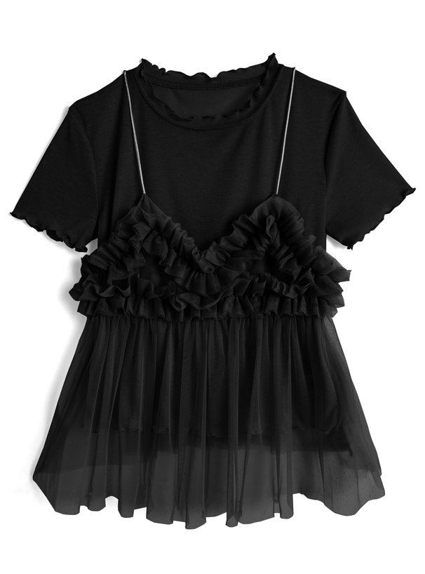 メロウトップス×チュールフリルビスチェアンサンブル