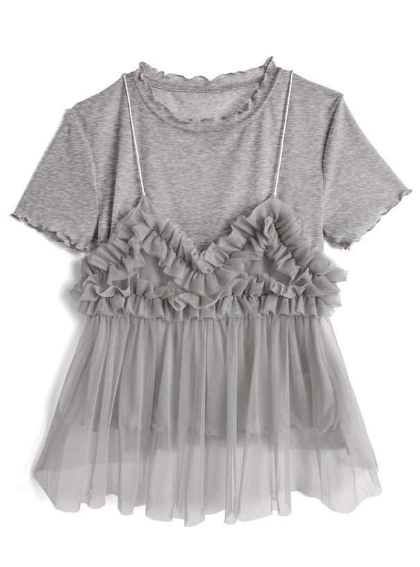 メロウトップス×チュールフリルビスチェアンサンブル