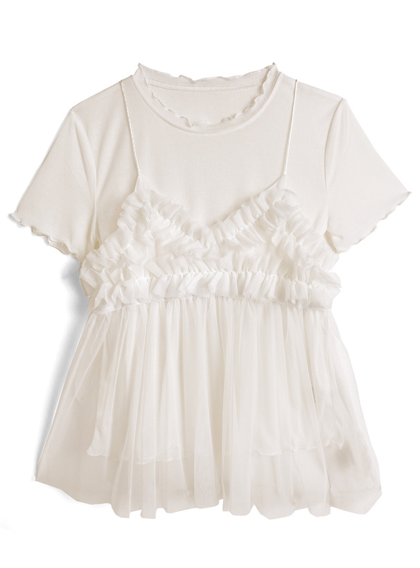 メロウトップス×チュールフリルビスチェアンサンブル