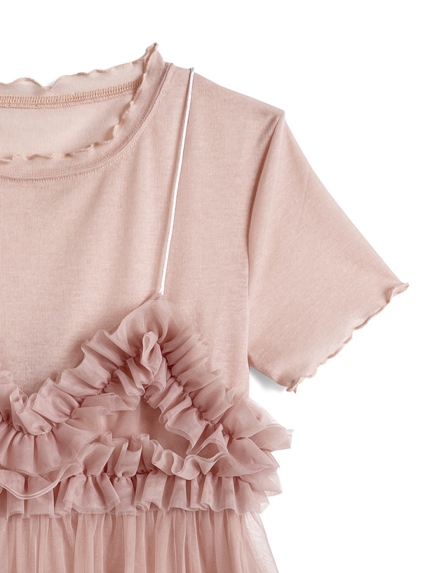 メロウトップス×チュールフリルビスチェアンサンブル