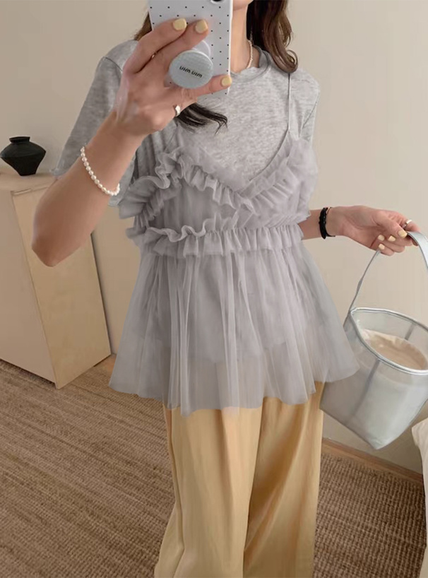 メロウトップス×チュールフリルビスチェアンサンブル