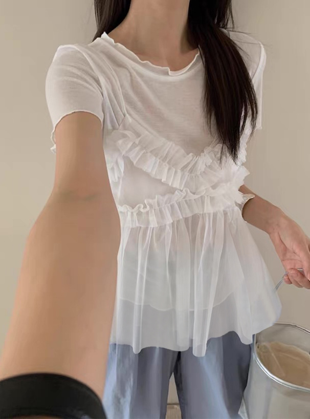 メロウトップス×チュールフリルビスチェアンサンブル