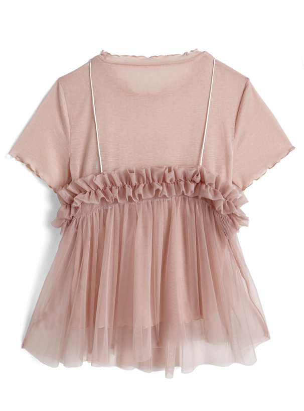 メロウトップス×チュールフリルビスチェアンサンブル