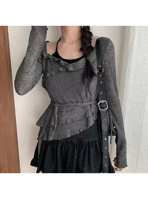 ホルターレイヤード風カシュクールトップス