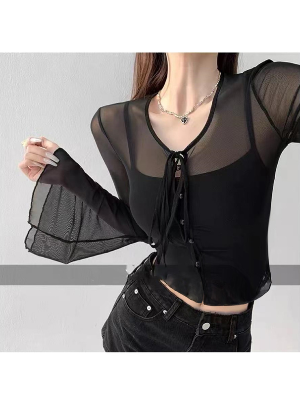 シアーリボンカーディガン×キャミソールアンサンブル[sd156