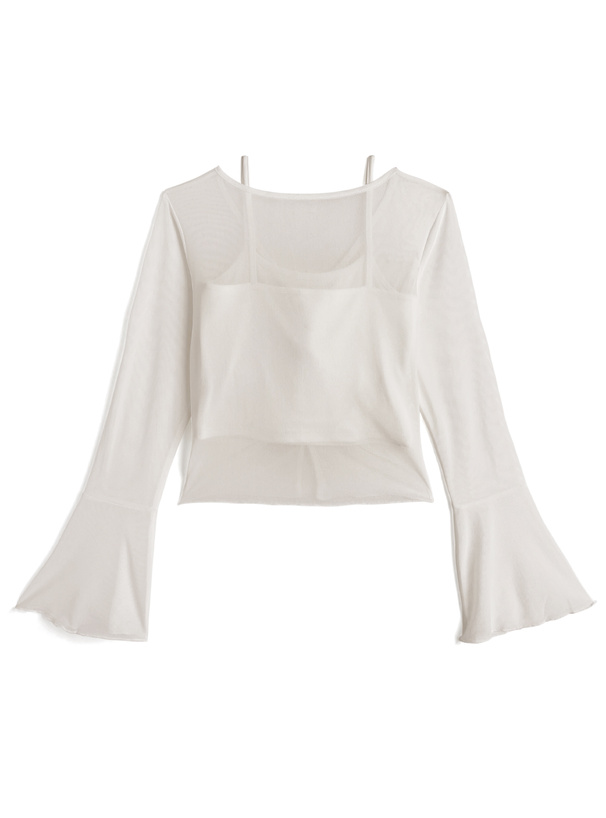 シアーリボンカーディガン×キャミソールアンサンブル