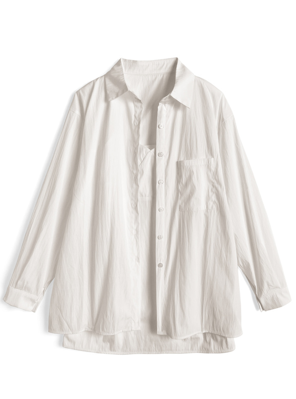 オーバーシャツ×キャミソールワンピースセットアップ