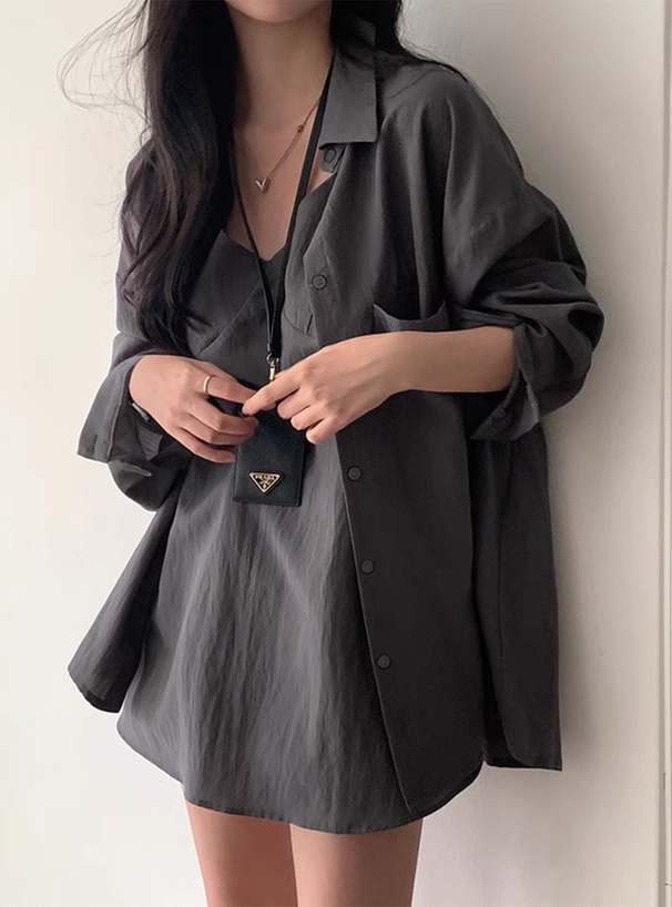 オーバーシャツ×キャミソールワンピースセットアップ