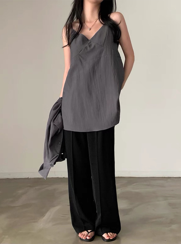 オーバーシャツ×キャミソールワンピースセットアップ