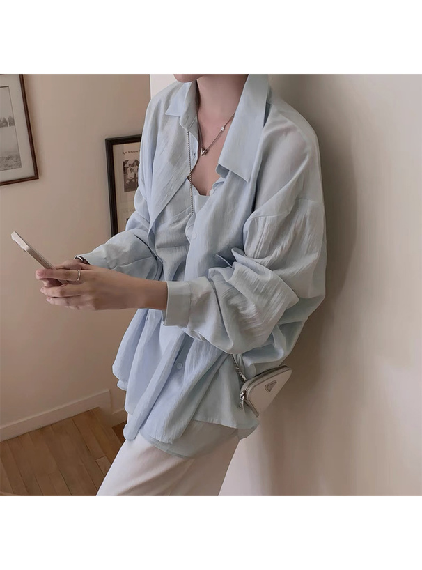 オーバーシャツ×キャミソールワンピースセットアップ