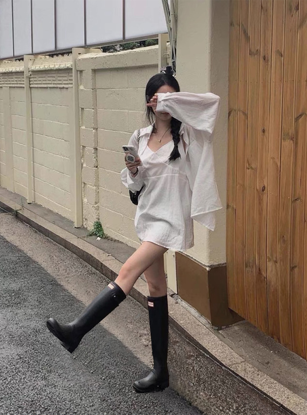 オーバーシャツ×キャミソールワンピースセットアップ