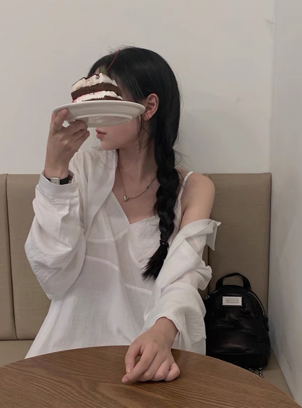 オーバーシャツ×キャミソールワンピースセットアップ