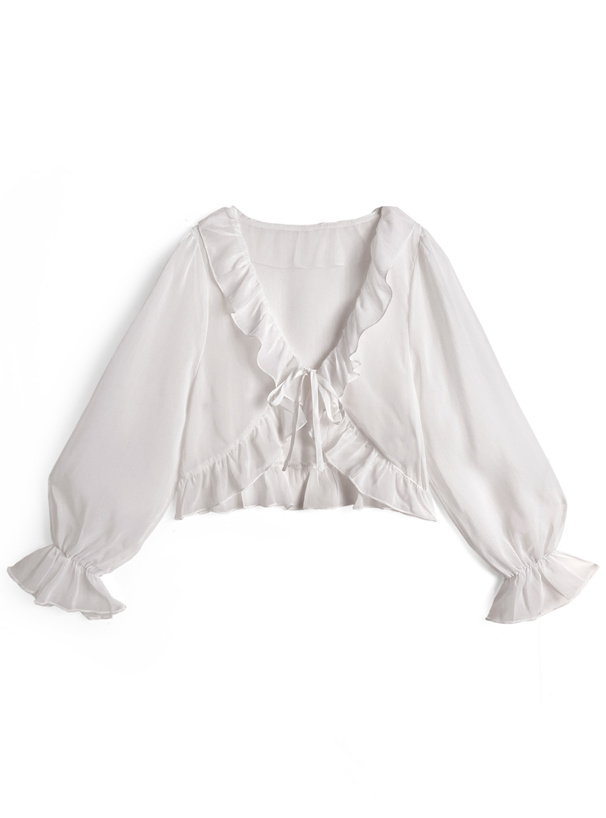 シアーフリルリボンボレロ