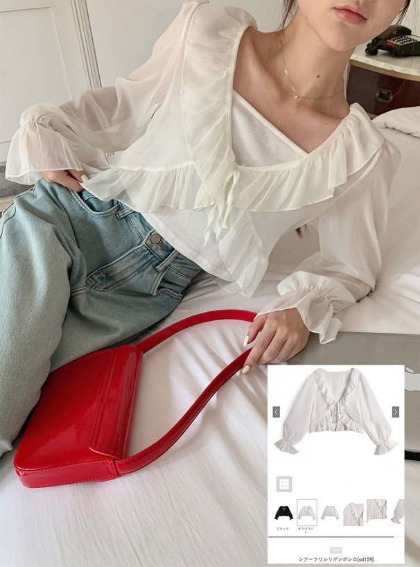 シアーフリルリボンボレロ