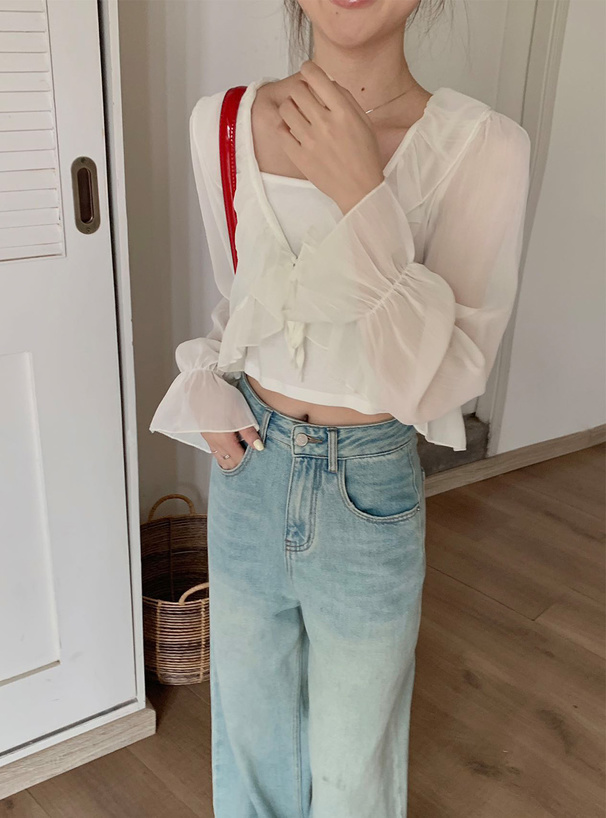 シアーフリルリボンボレロ