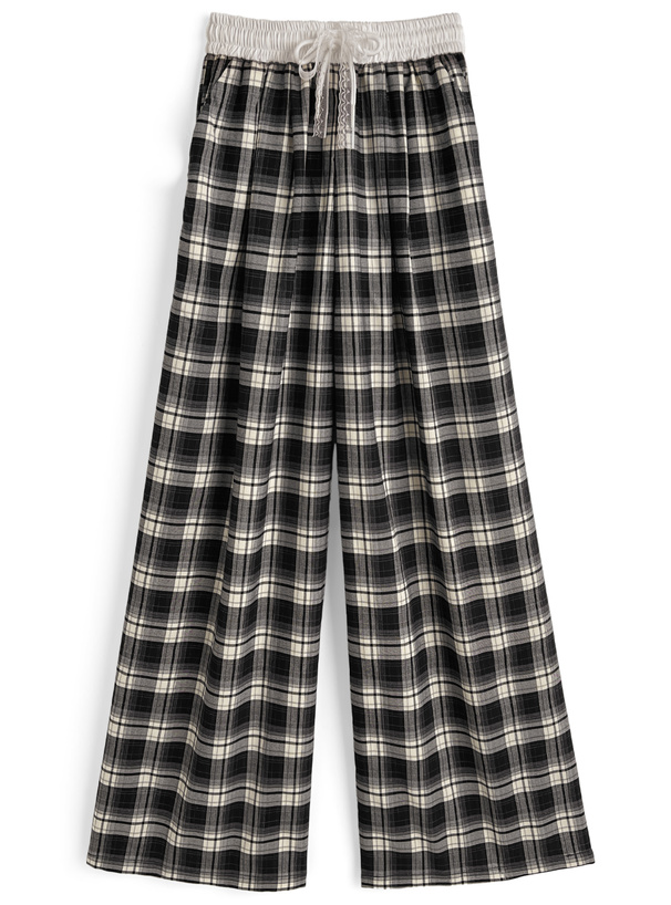 チェック柄ワイドパンツ