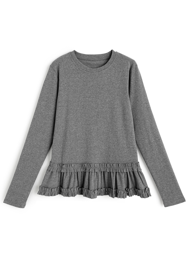 ぺプラムギャザーフリルトップス